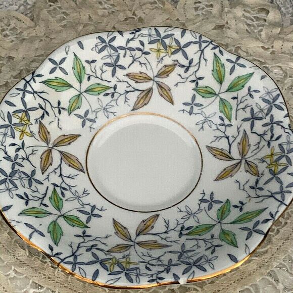 Bone China Cup & Saucer Taylor Kent Longton Scalloped Edge 1940s England - Picture 6 of 8